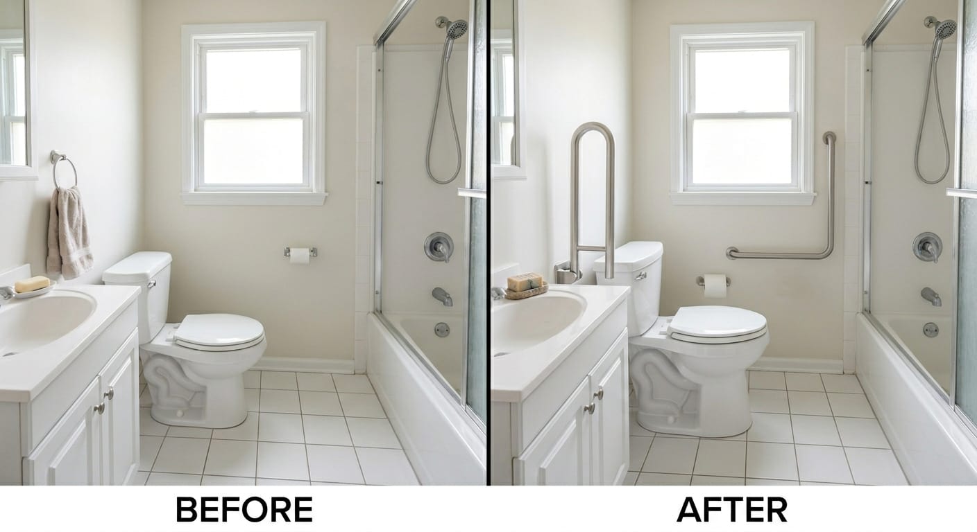 standard vs comfort height toilet comparison bathroom before after