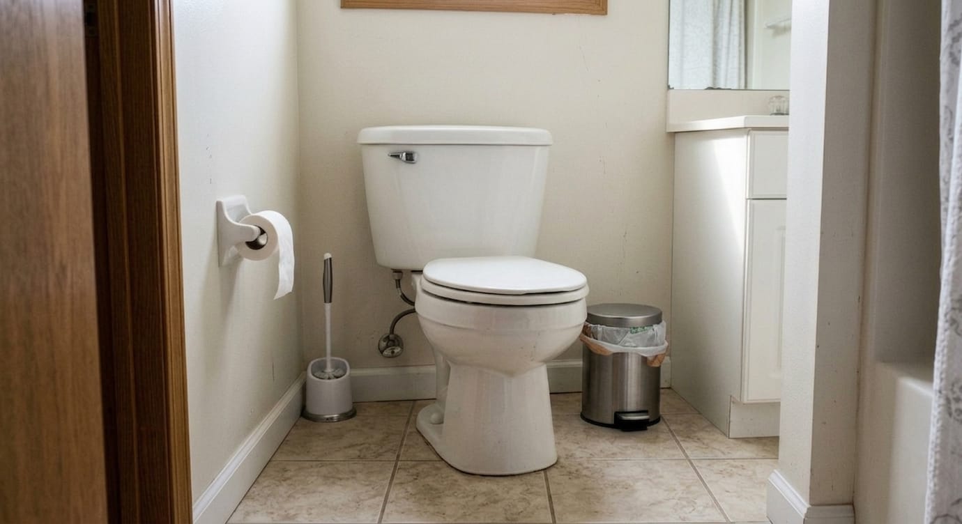 toilet base with soft shadows and uneven lighting